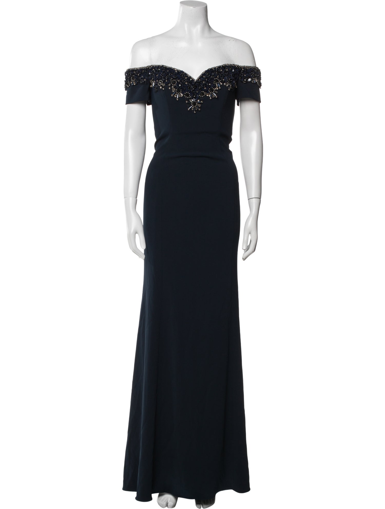 Badgley Mischka Off-The-Shoulder Long Dress