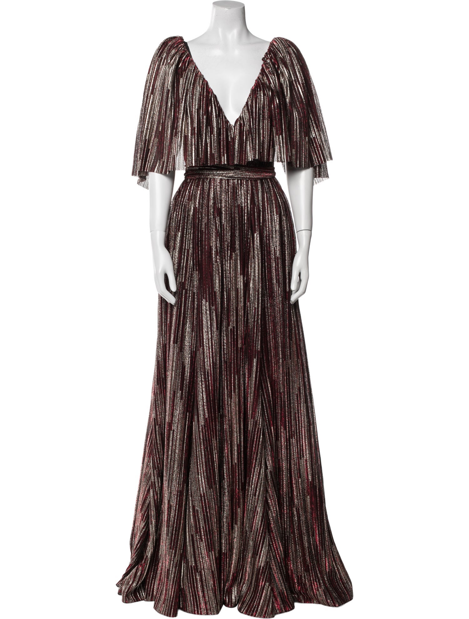 Badgley Mischka Striped Long Dress