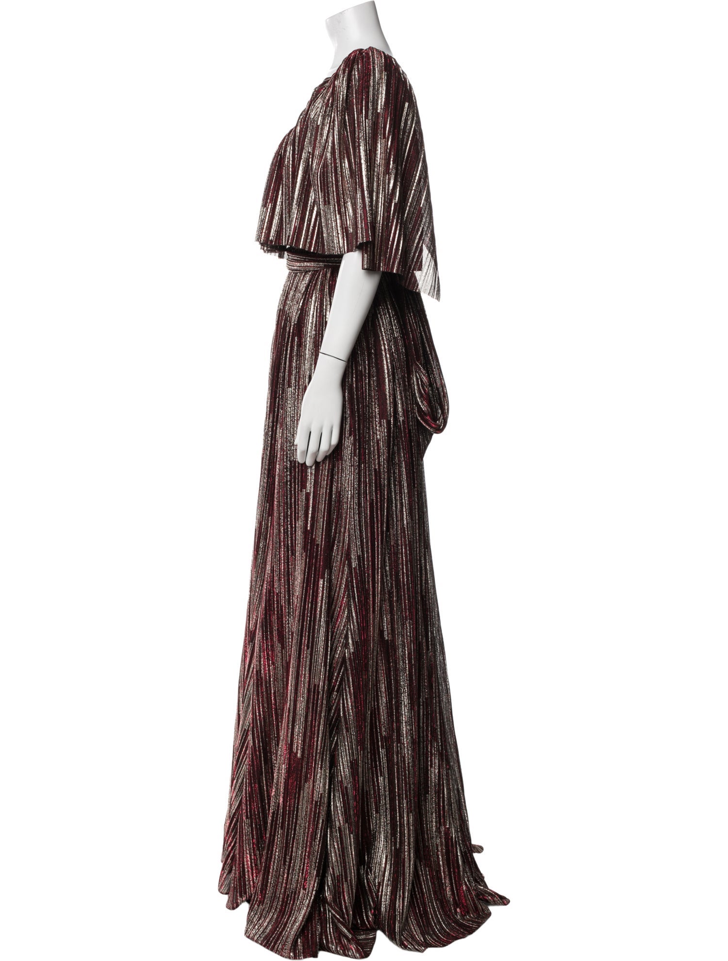 Badgley Mischka Striped Long Dress