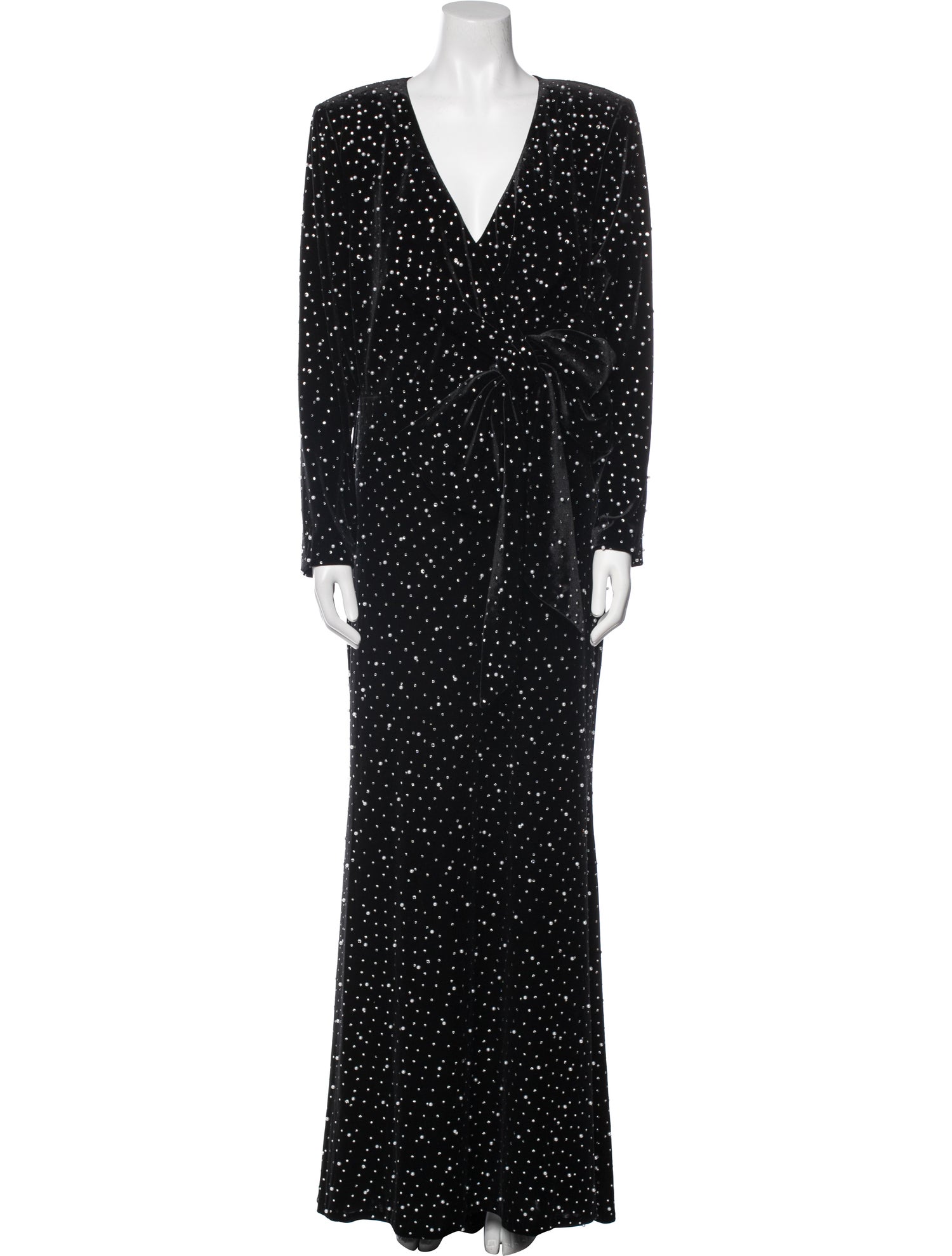 Badgley Mischka Polka Dot Print Long Dress