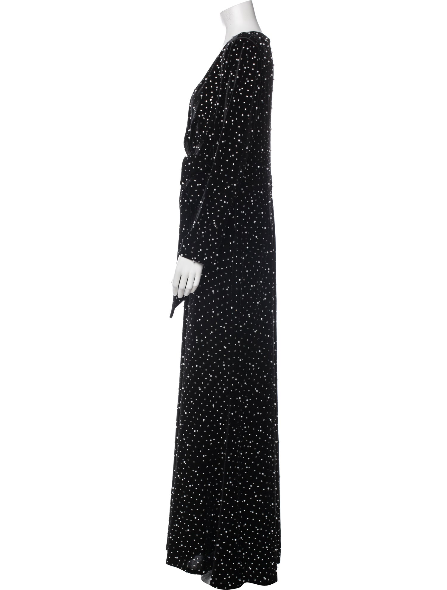 Badgley Mischka Polka Dot Print Long Dress