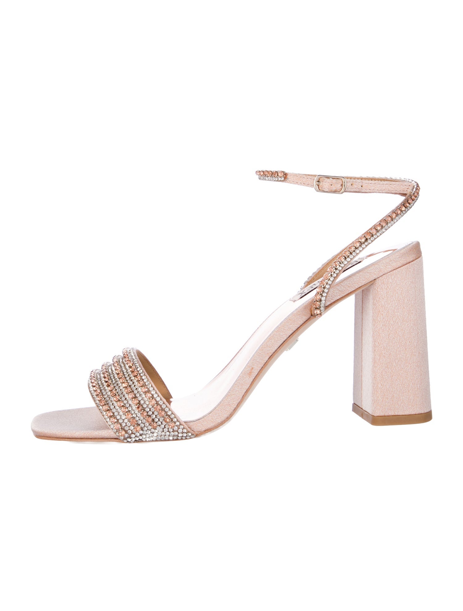 Badgley Mischka Faux Pearl Accents Satin Slingback Sandals