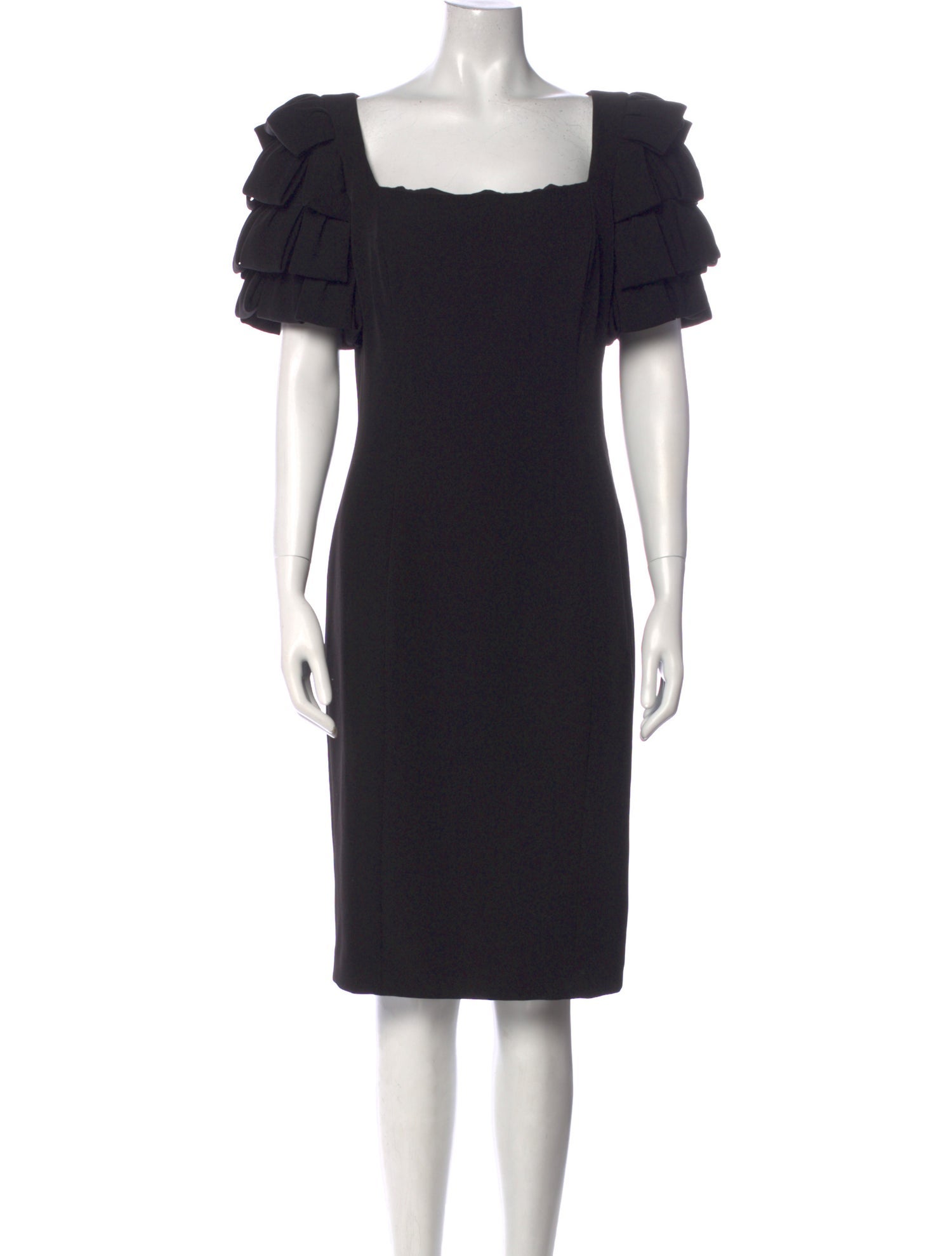 Badgley Mischka Square Neckline Knee-Length Dress