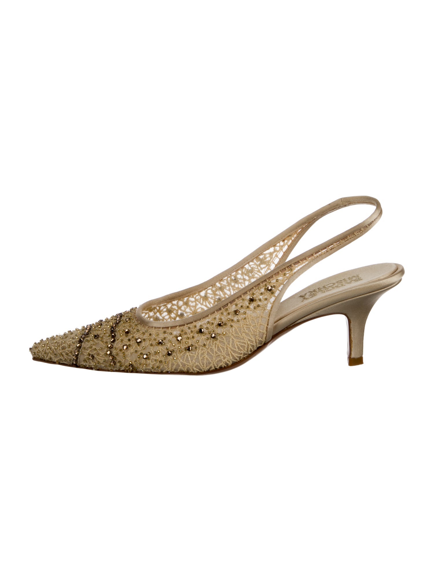 Badgley Mischka Satin Lace Pattern Slingback Pumps