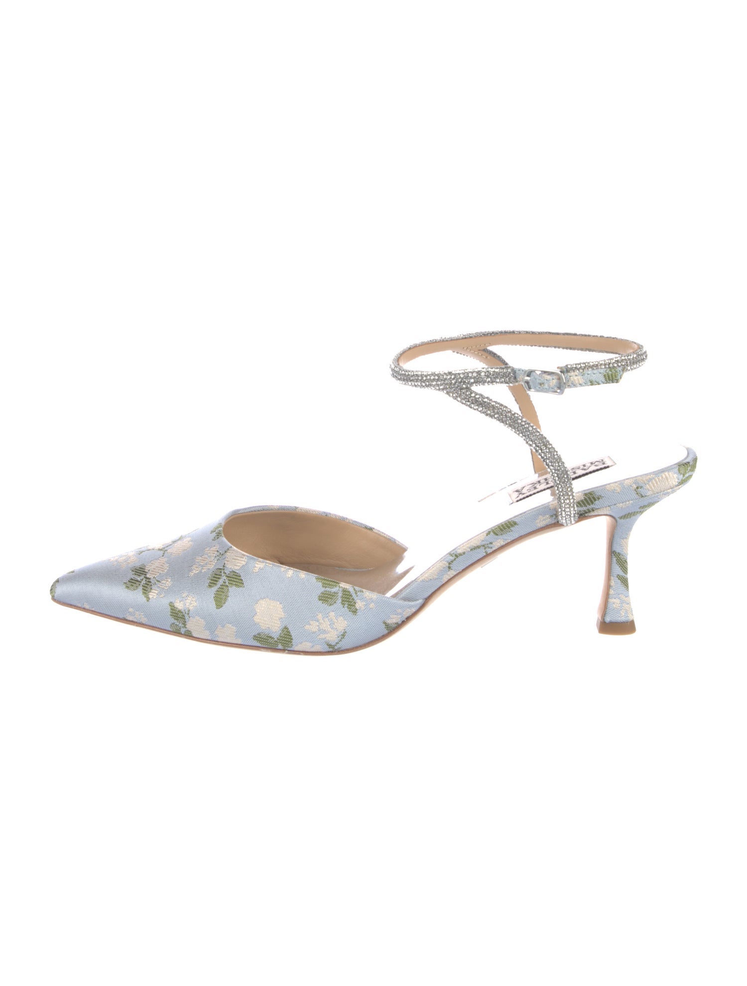 Badgley Mischka Satin Floral Print Slingback Pumps