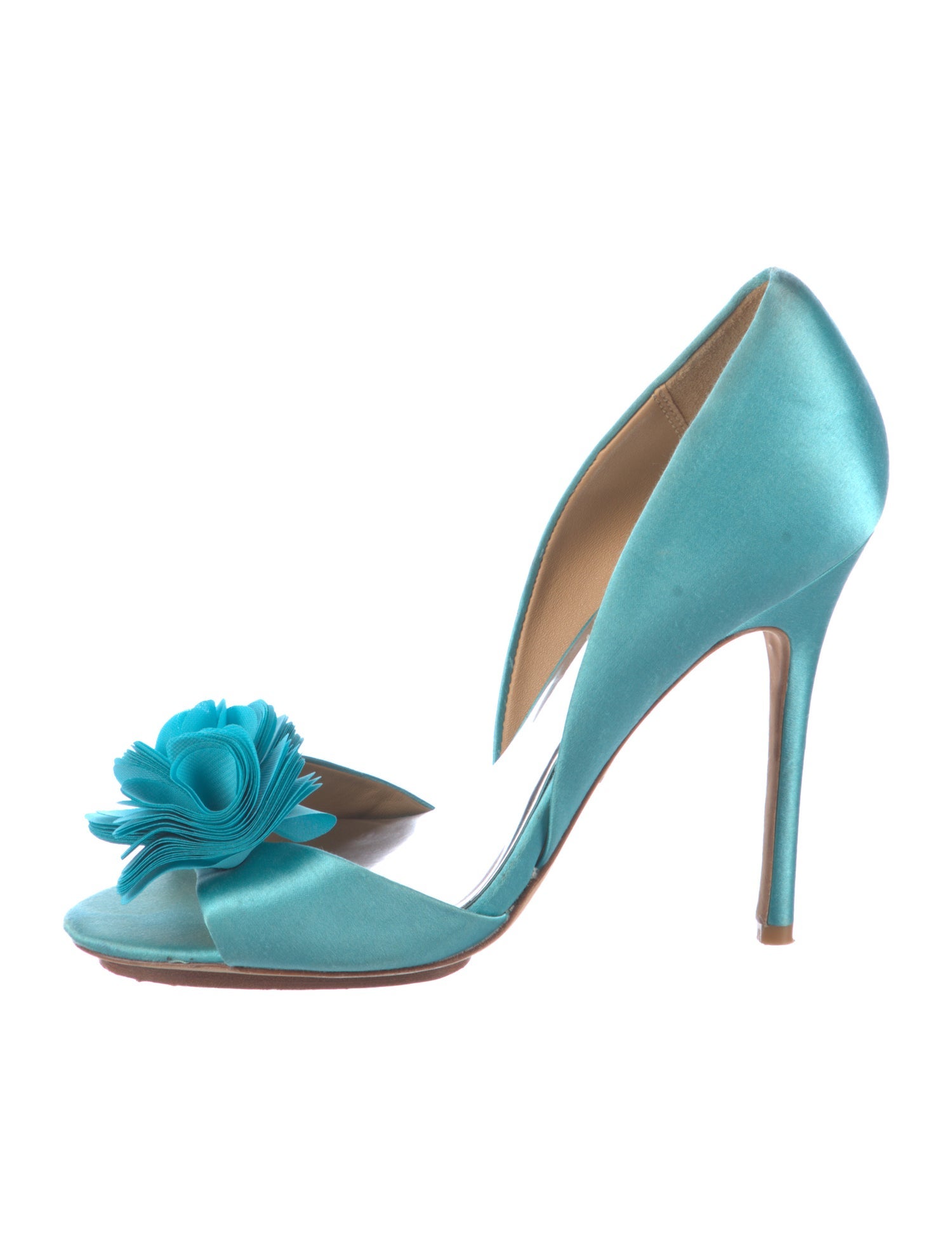 Badgley Mischka Satin Ruffle Embellishment Sandals