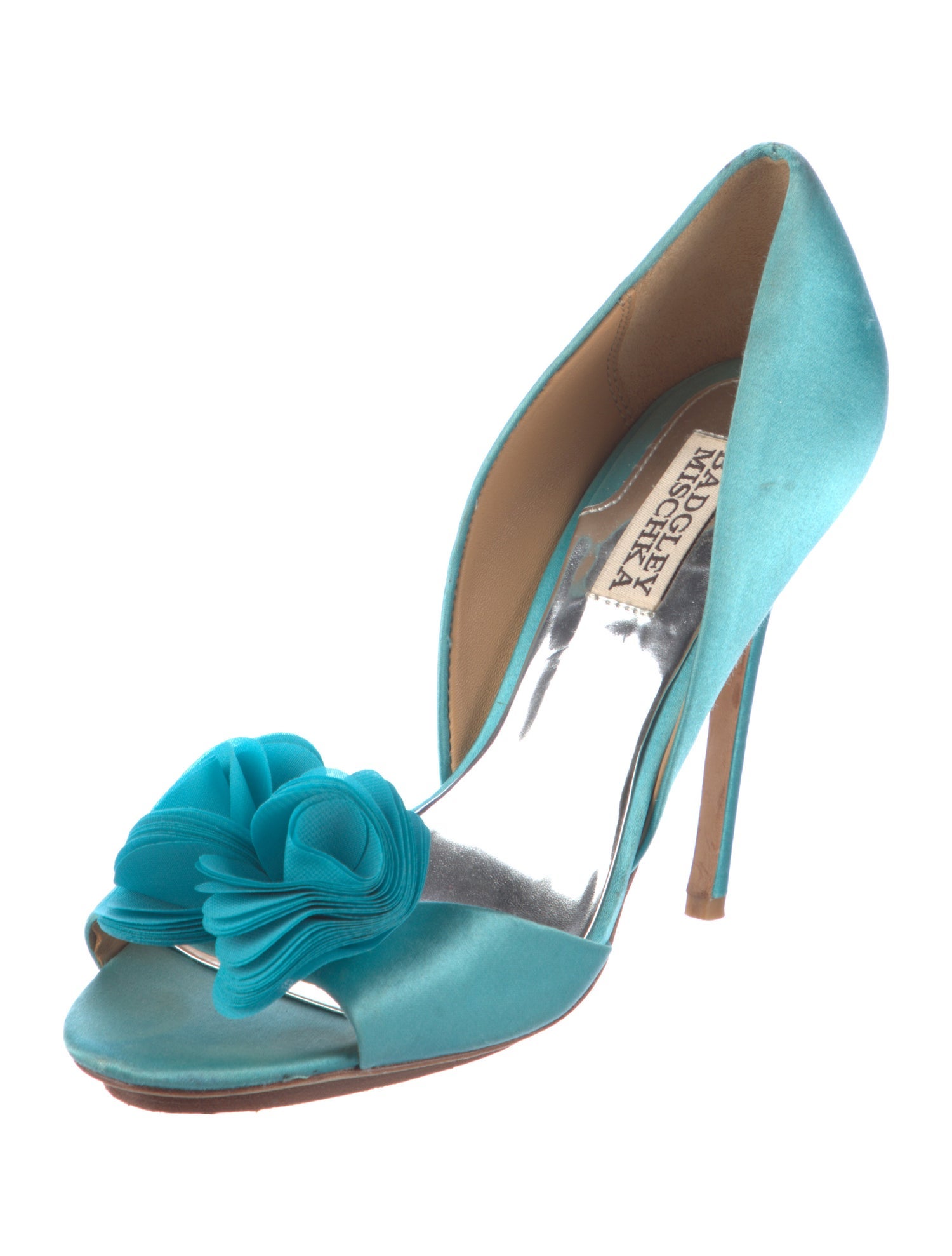 Badgley Mischka Satin Ruffle Embellishment Sandals