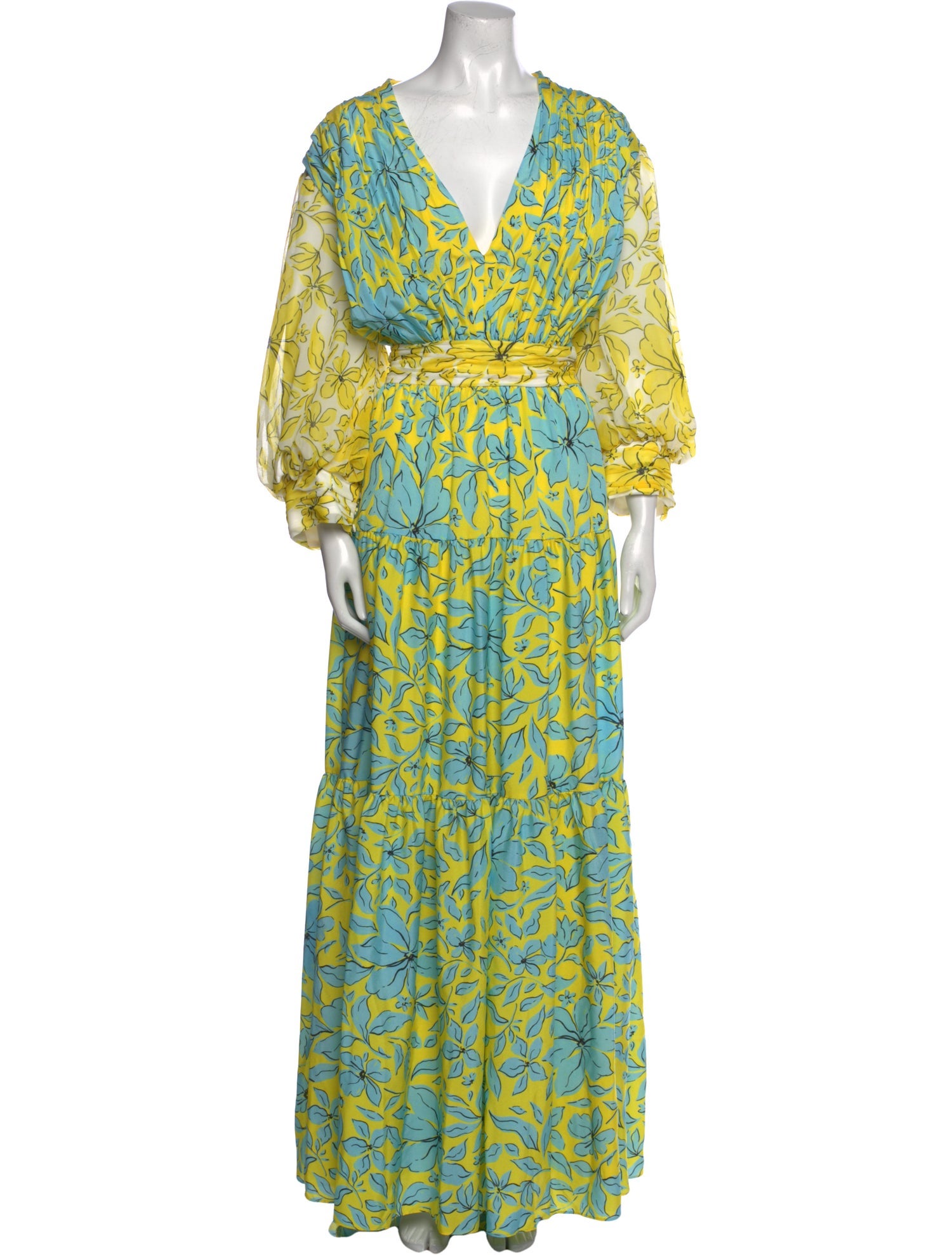 Badgley Mischka Printed Long Dress w/ Tags
