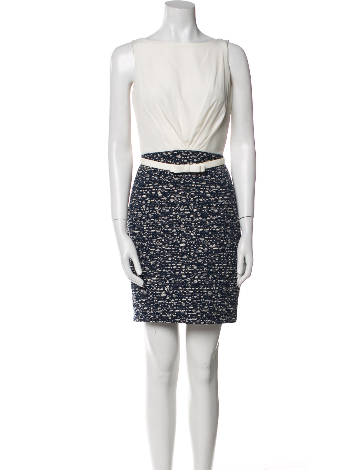 Badgley Mischka Bateau Neckline Mini Dress