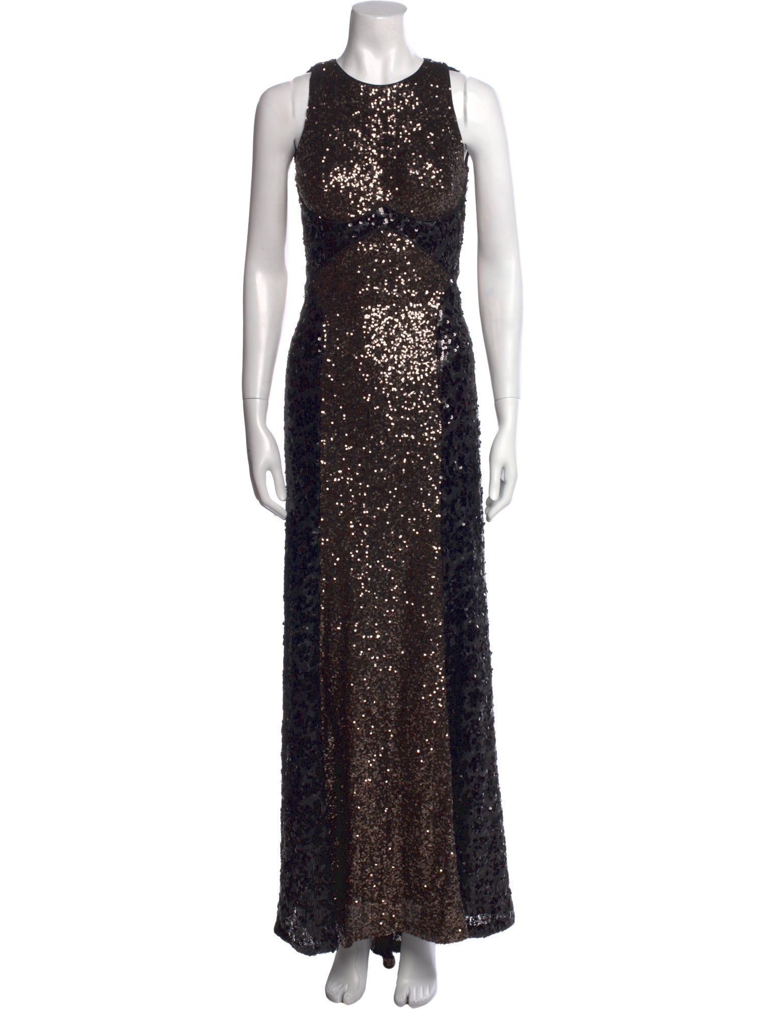 Badgley Mischka Crew Neck Long Dress