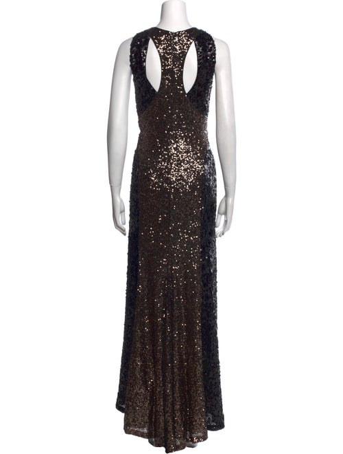 Badgley Mischka Crew Neck Long Dress