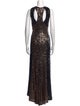 Badgley Mischka Crew Neck Long Dress