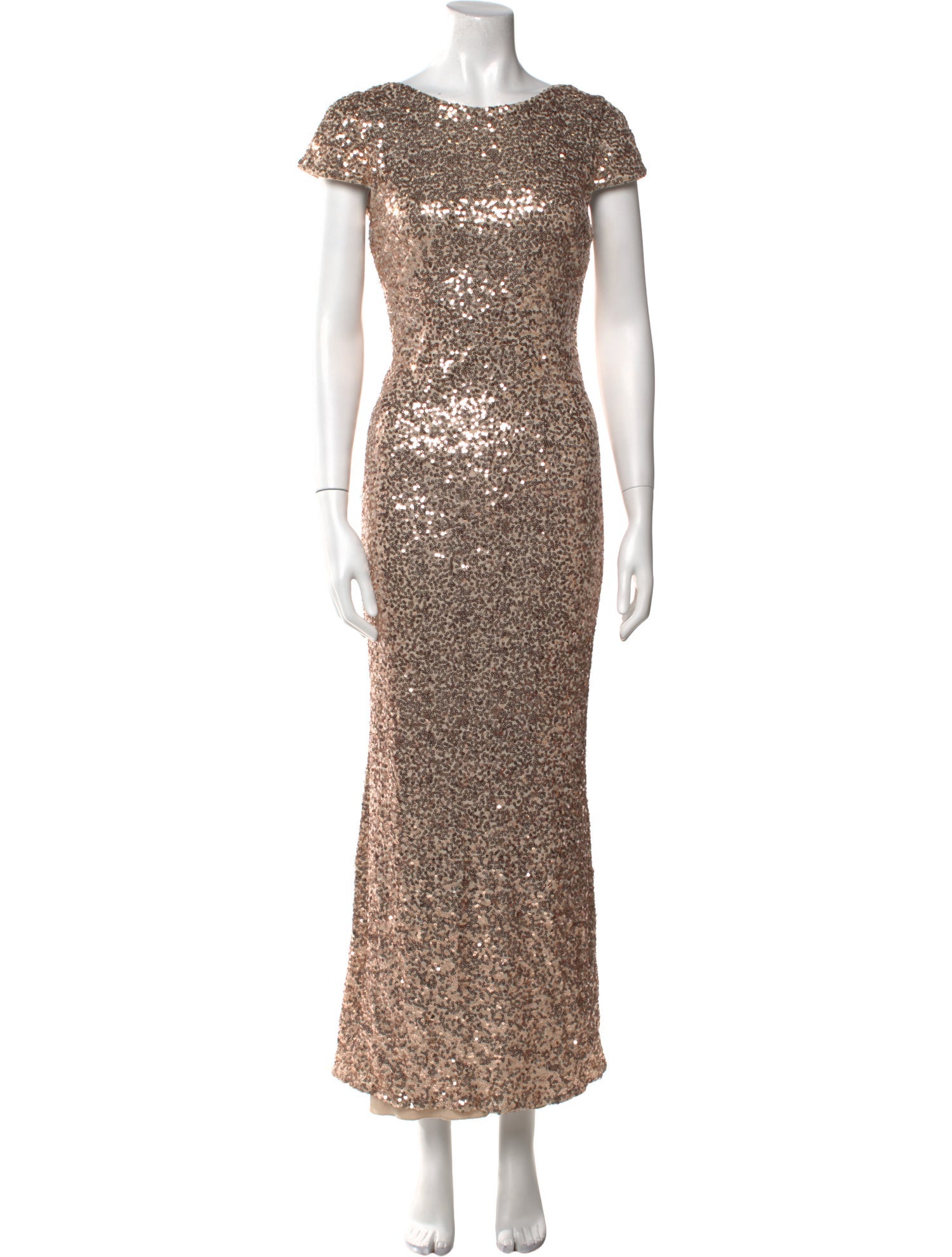 Badgley Mischka Bateau Neckline Long Dress