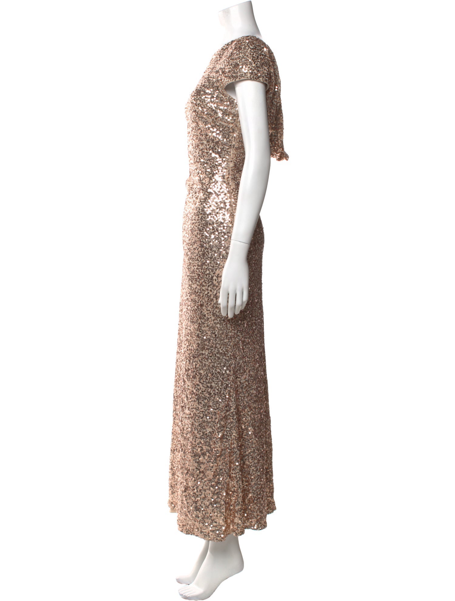 Badgley Mischka Bateau Neckline Long Dress