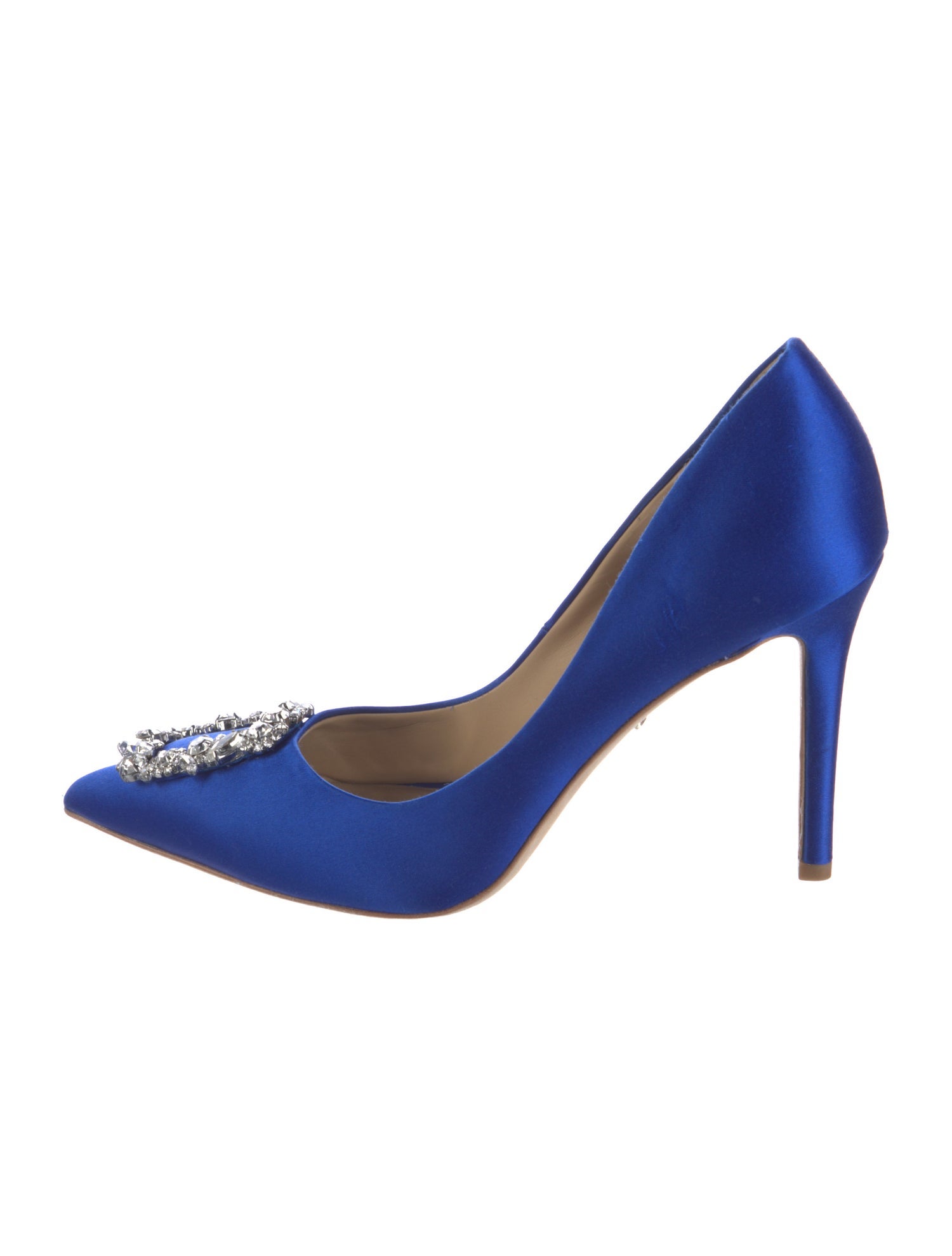 Badgley Mischka Satin Crystal Embellishments Pumps