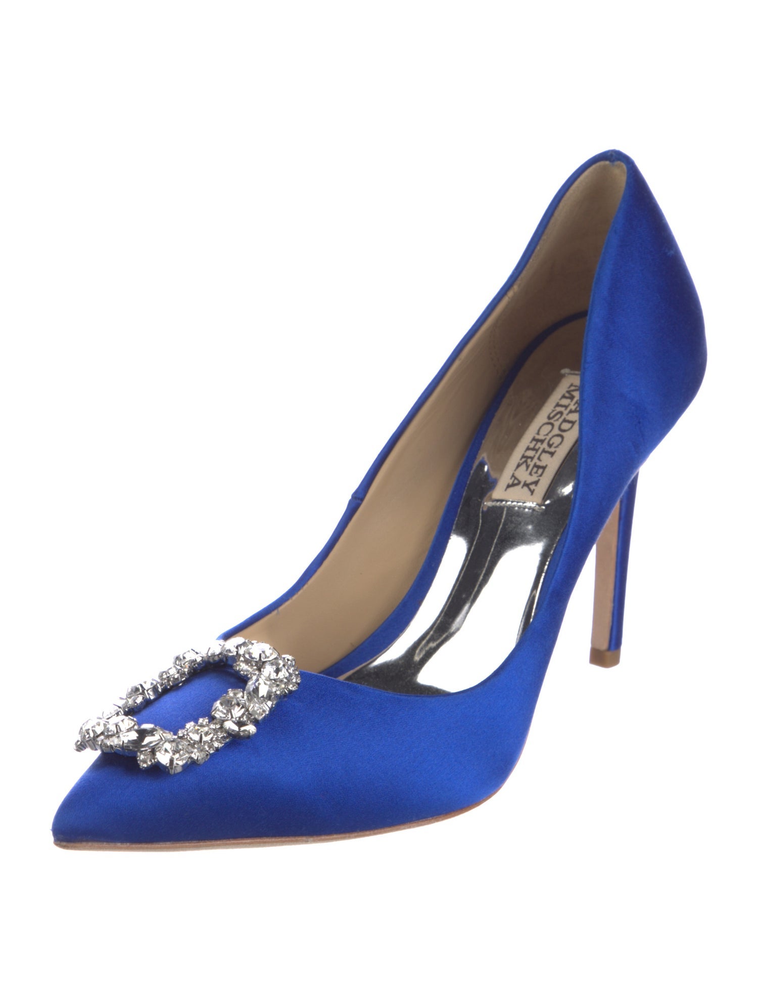 Badgley Mischka Satin Crystal Embellishments Pumps