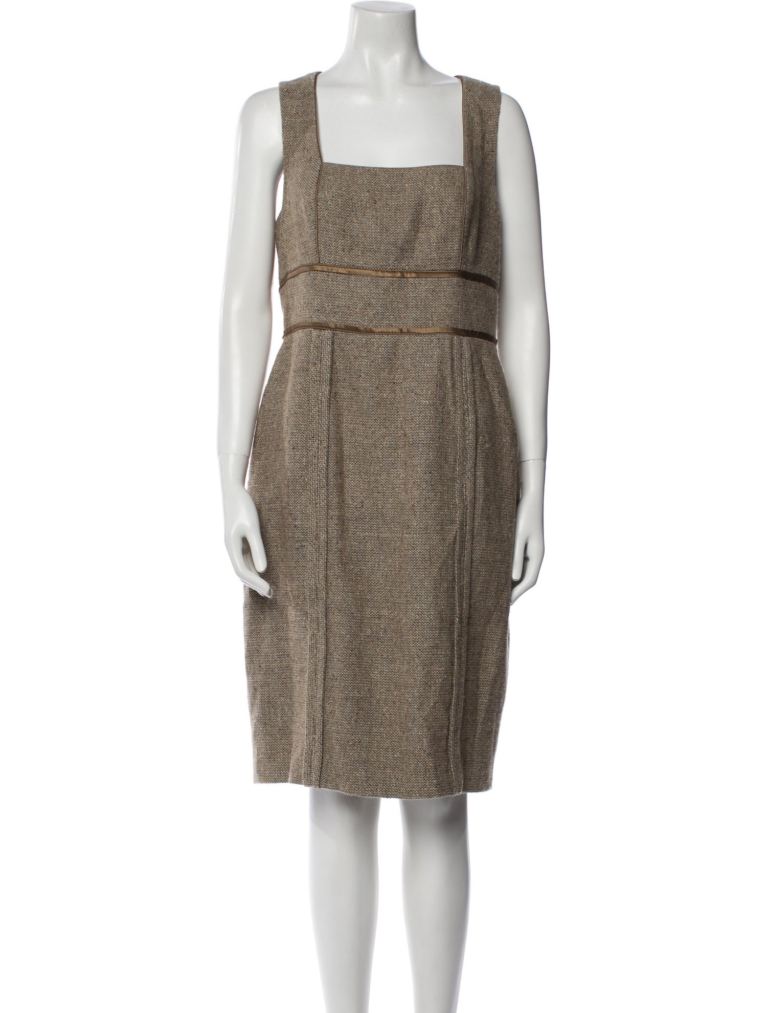 Badgley Mischka Square Neckline Knee-Length Dress