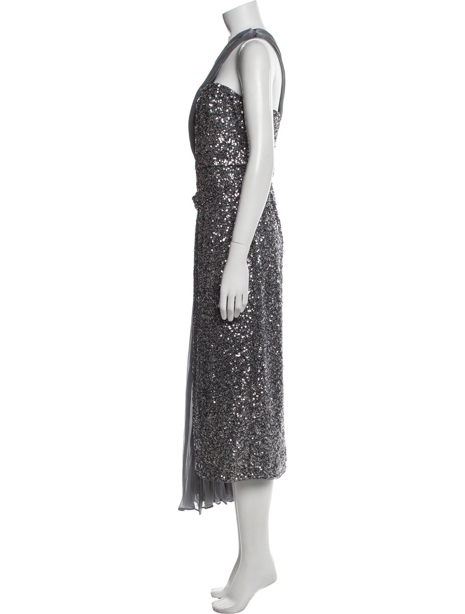 Badgley Mischka One-Shoulder Knee-Length Dress w/ Tags