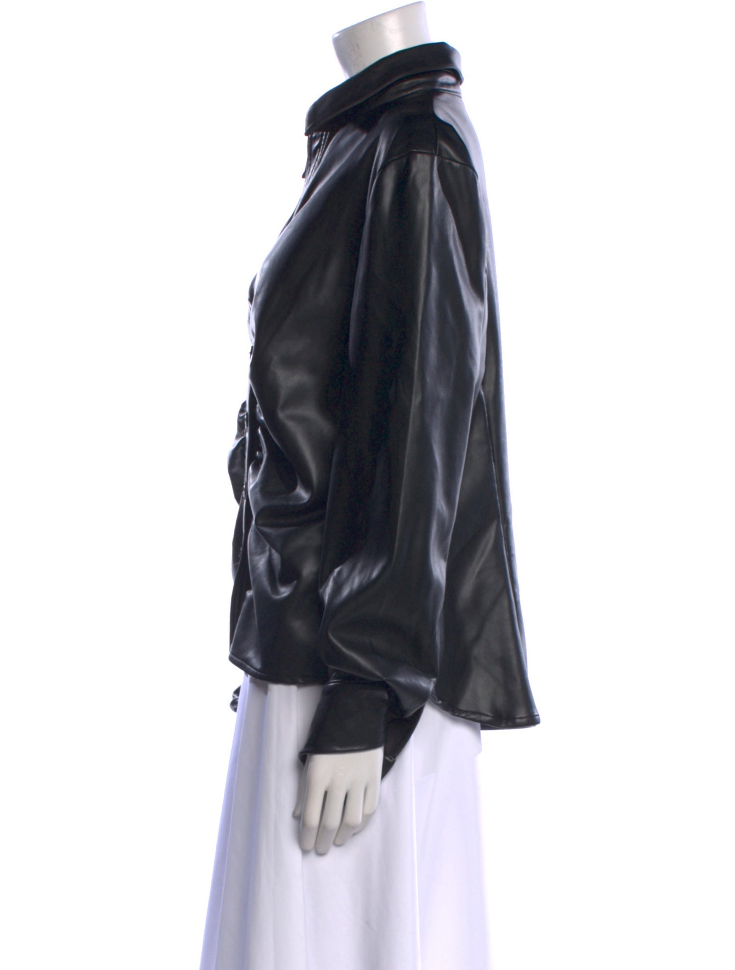 Badgley Mischka Mock Neck Long Sleeve Button-Up Top