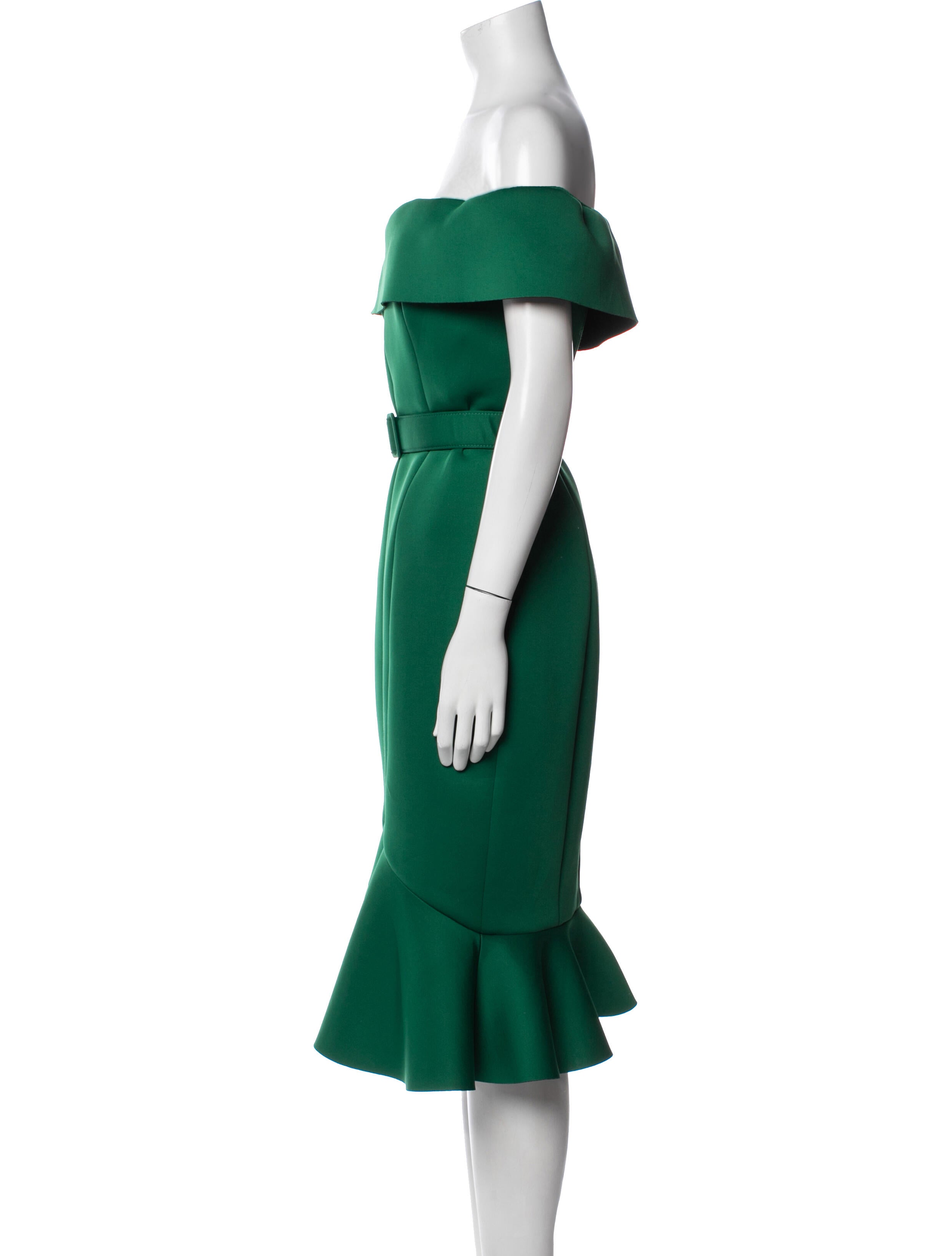 Badgley Mischka Off-The-Shoulder Midi Length Dress