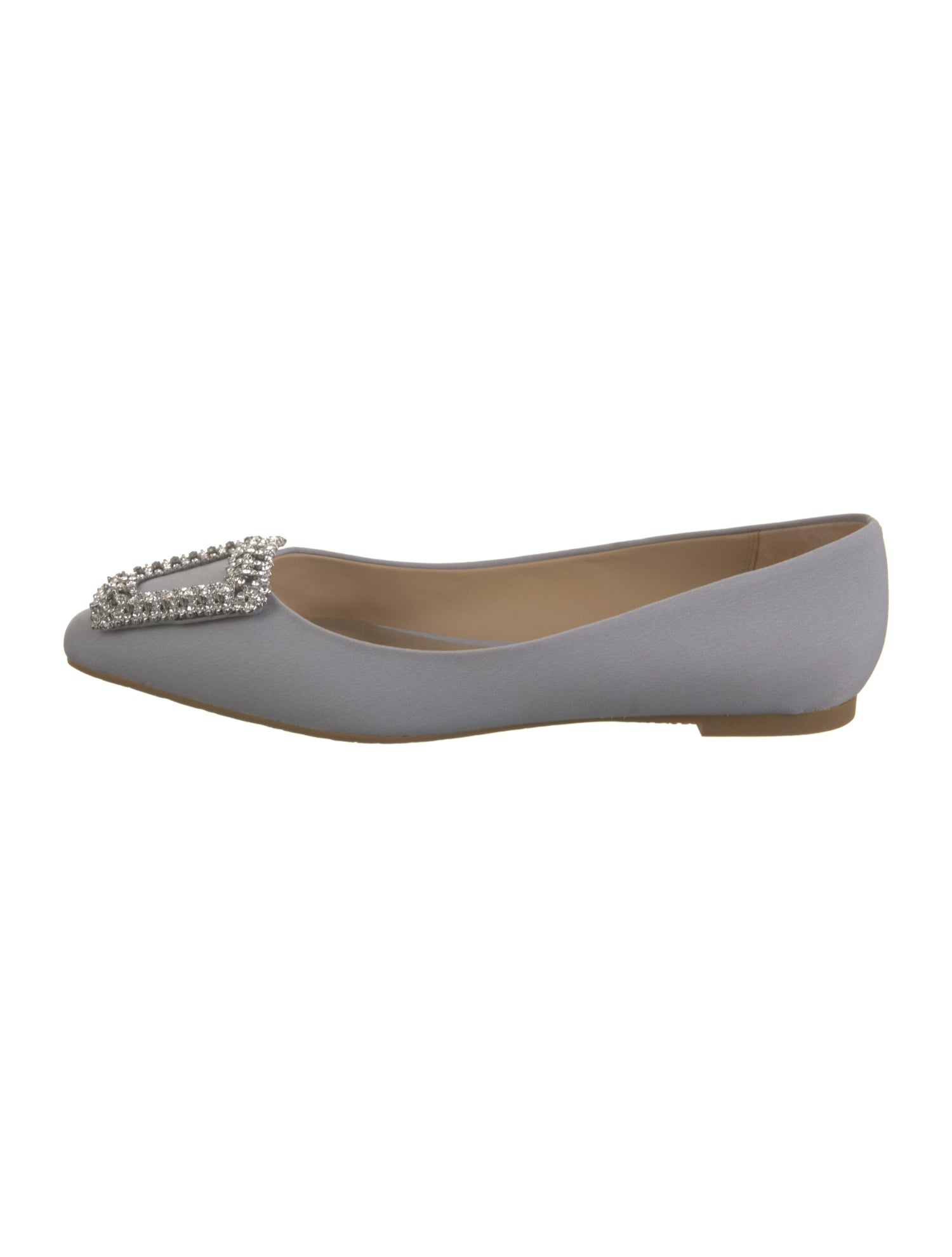 Badgley Mischka Satin Crystal Embellishments Ballet Flats