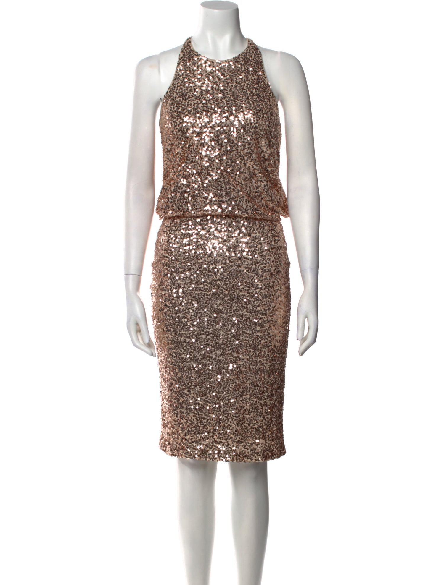 Badgley Mischka Crew Neck Midi Length Dress