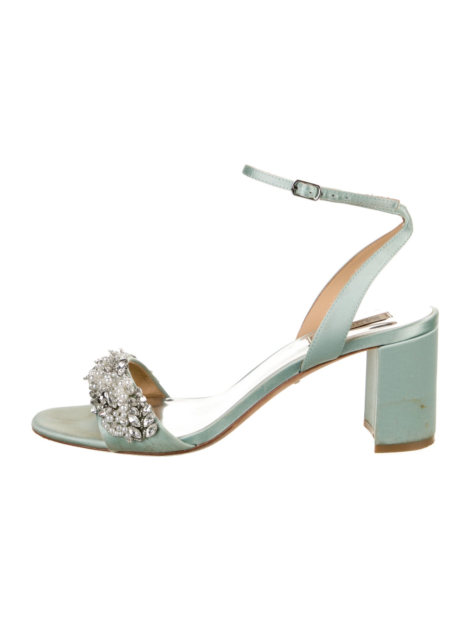 Badgley Mischka Satin Crystal Embellishments Sandals