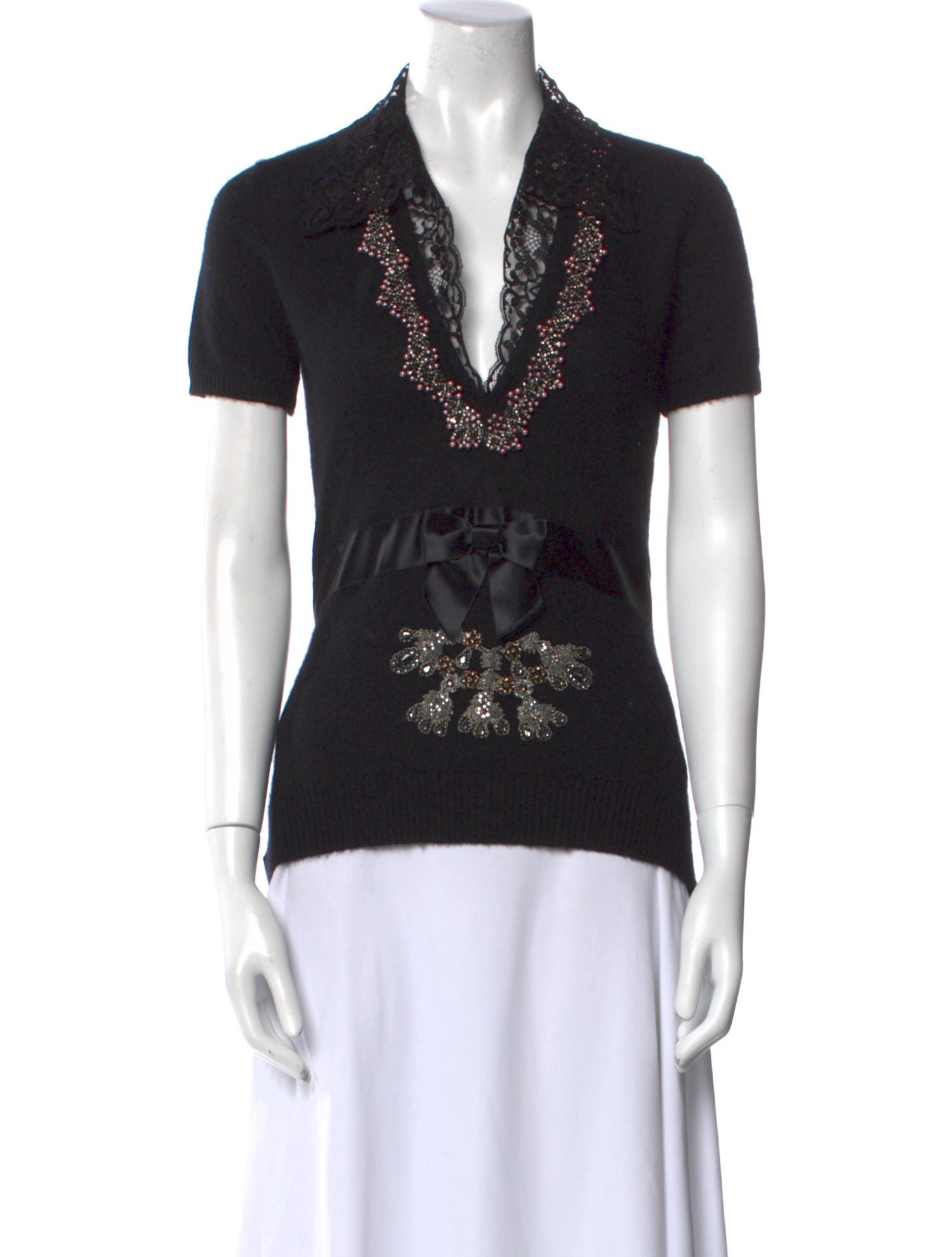 Badgley Mischka Cashmere Printed Polo