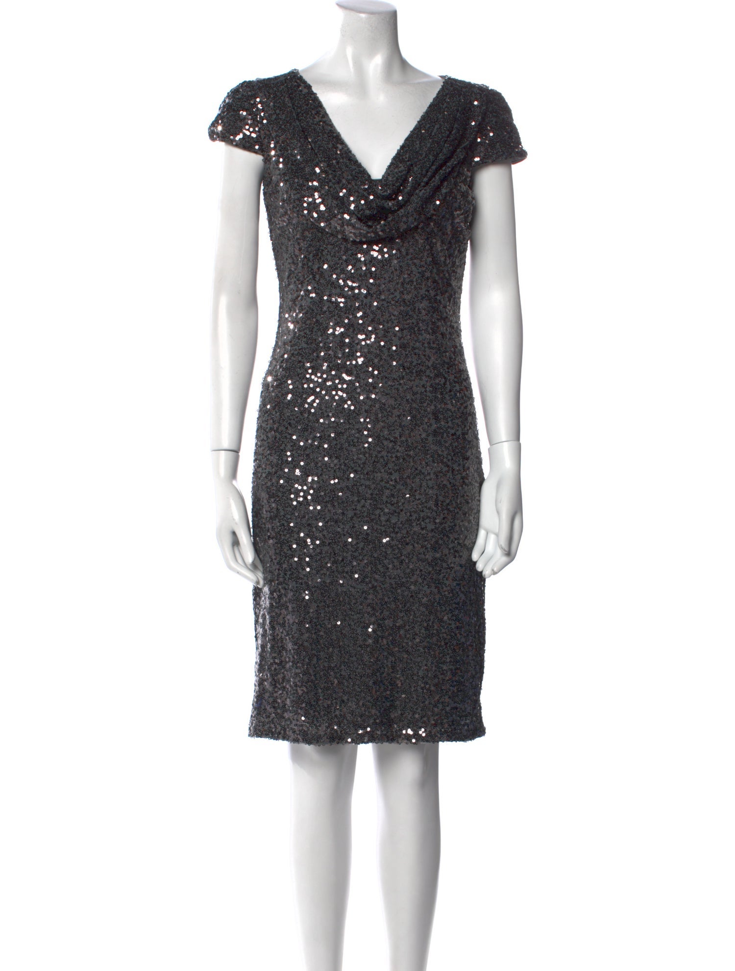 Badgley Mischka Cowl Neck Knee-Length Dress