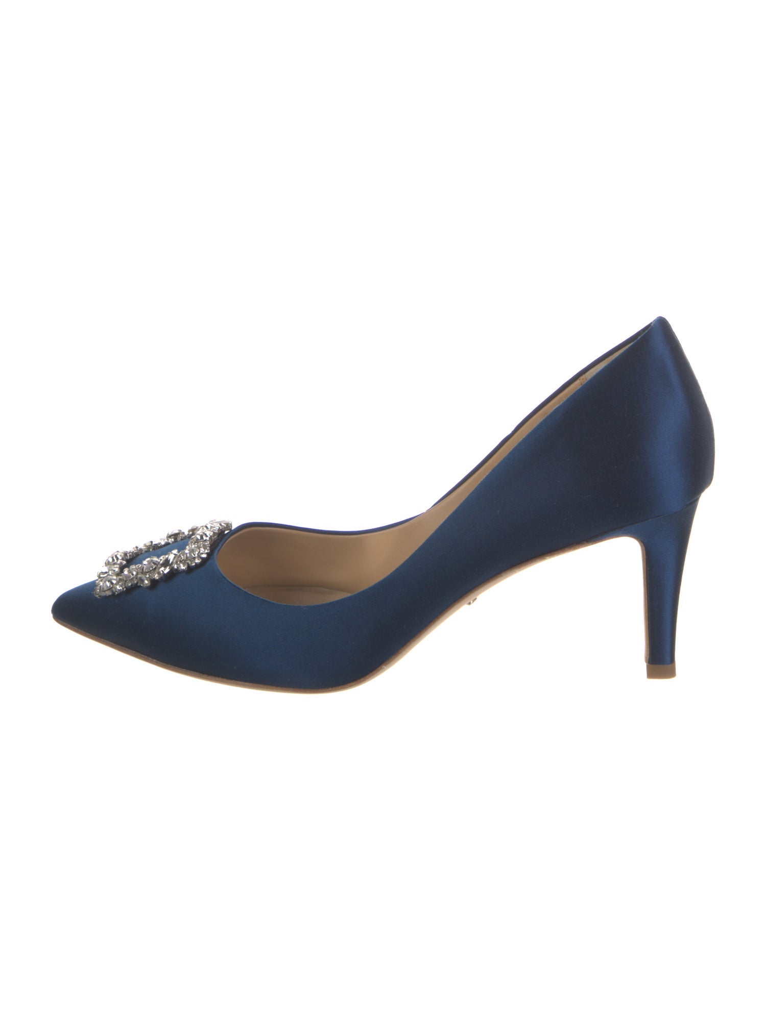 Badgley Mischka Satin Crystal Embellishments Pumps