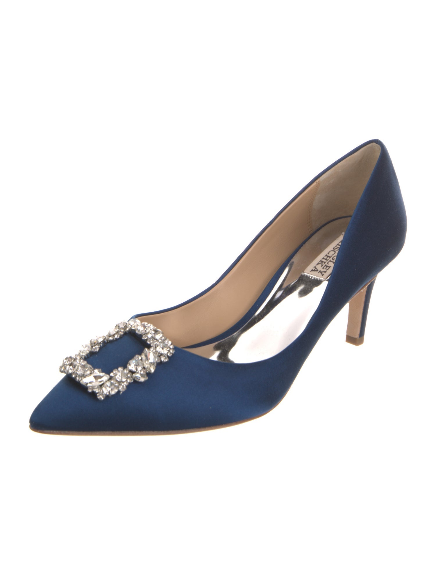 Badgley Mischka Satin Crystal Embellishments Pumps