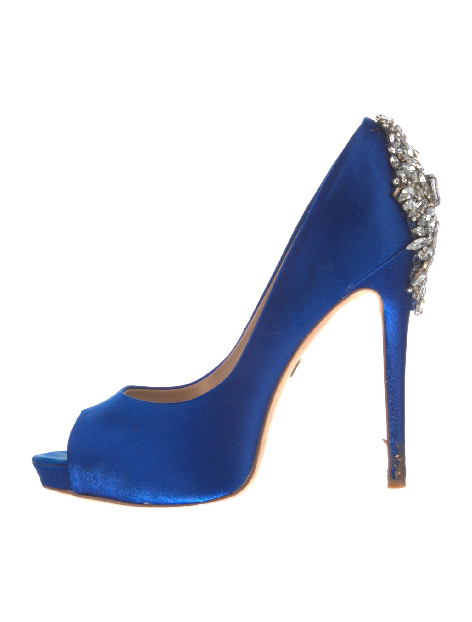 Badgley Mischka Satin Crystal Embellishments Pumps
