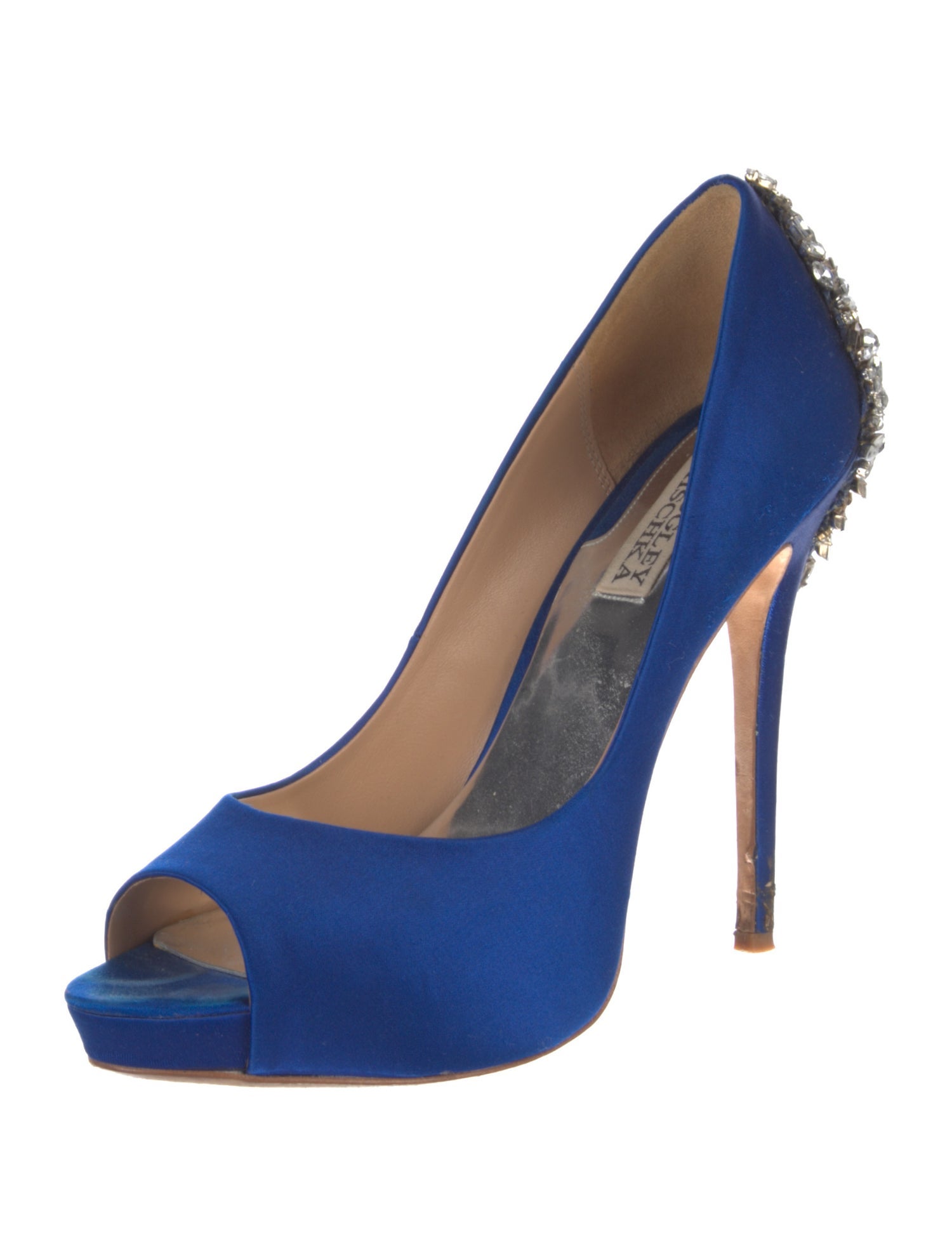 Badgley Mischka Satin Crystal Embellishments Pumps