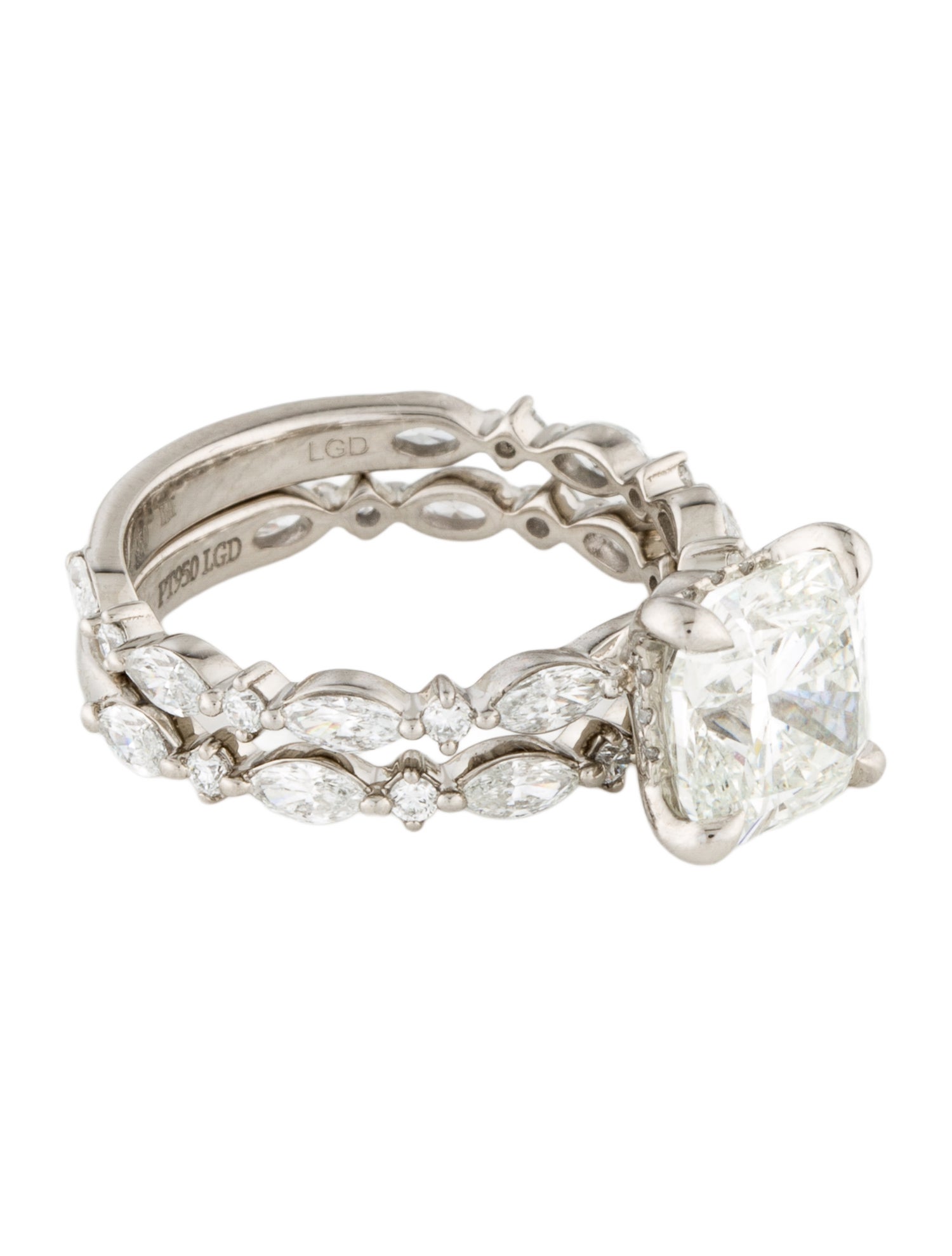 Badgley Mischka Platinum 4.39ctw Lab-Grown Diamond Wedding Set