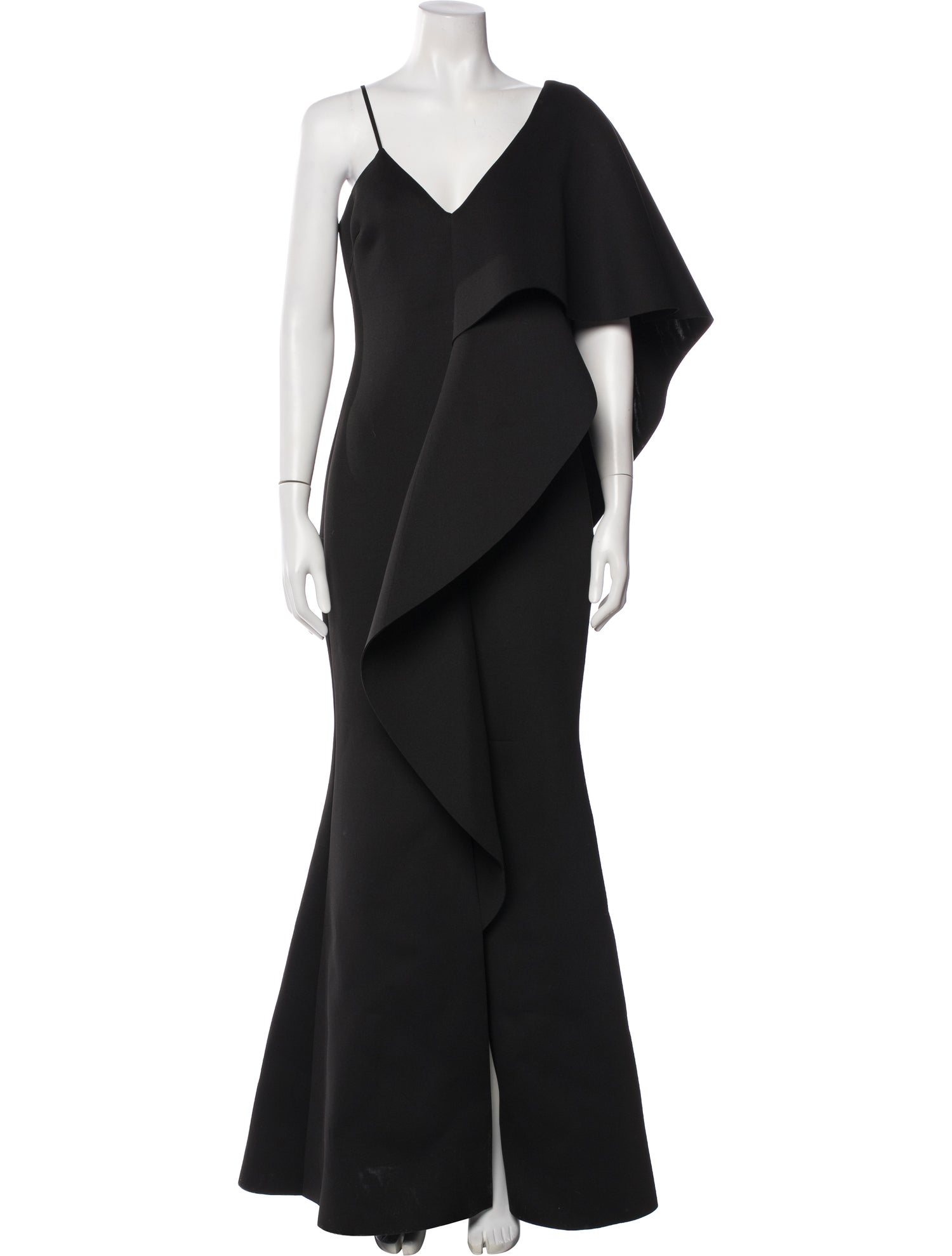 badgley mischka long black dress Badgley Mischka Black Elegant Formal Flutter Sleeve Maxi Dress Sz 0 NWT  Pageant