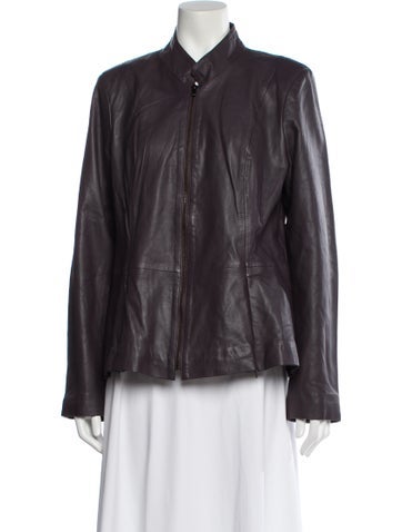 Pre-owned Badgley Mischka Leather Jacket In Purple