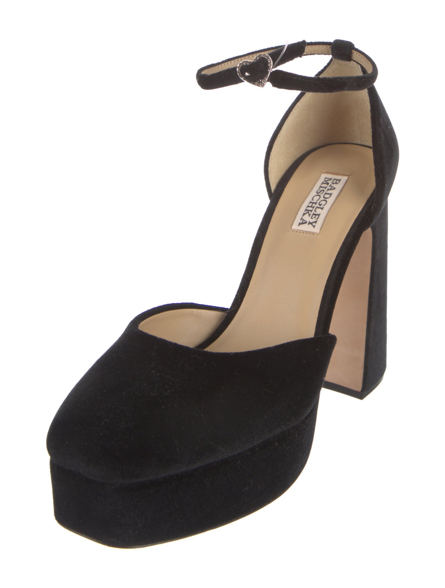 Badgley Mischka Suede Crystal Embellishments D'Orsay Pumps