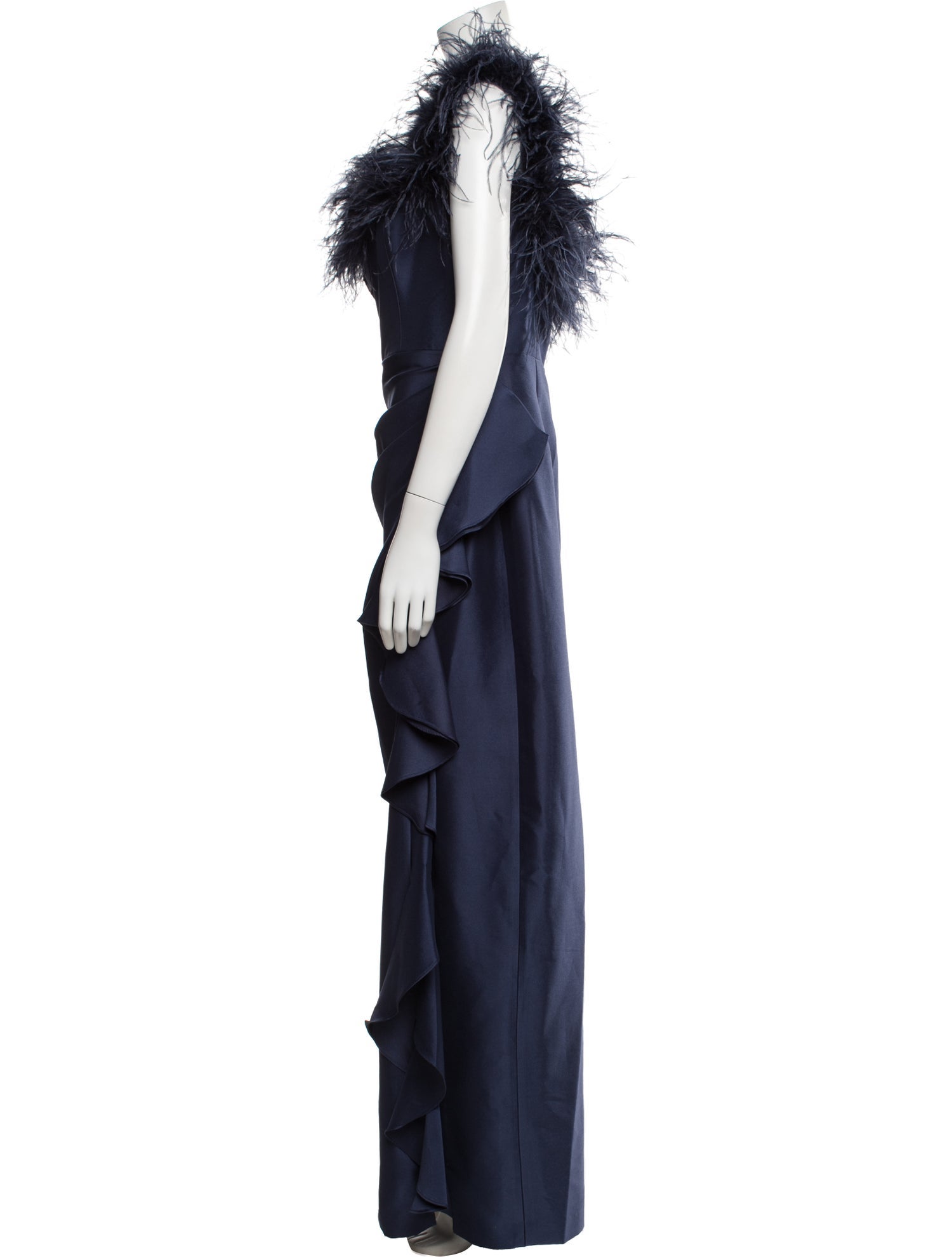 Badgley Mischka One-Shoulder Long Dress