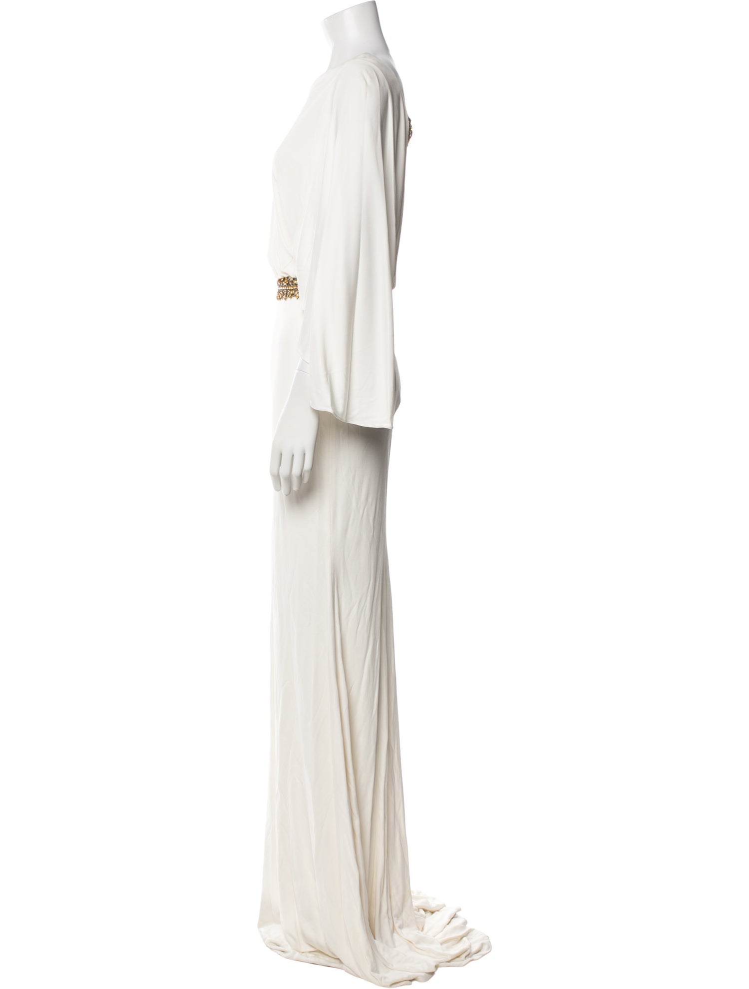Badgley Mischka Bateau Neckline Long Dress