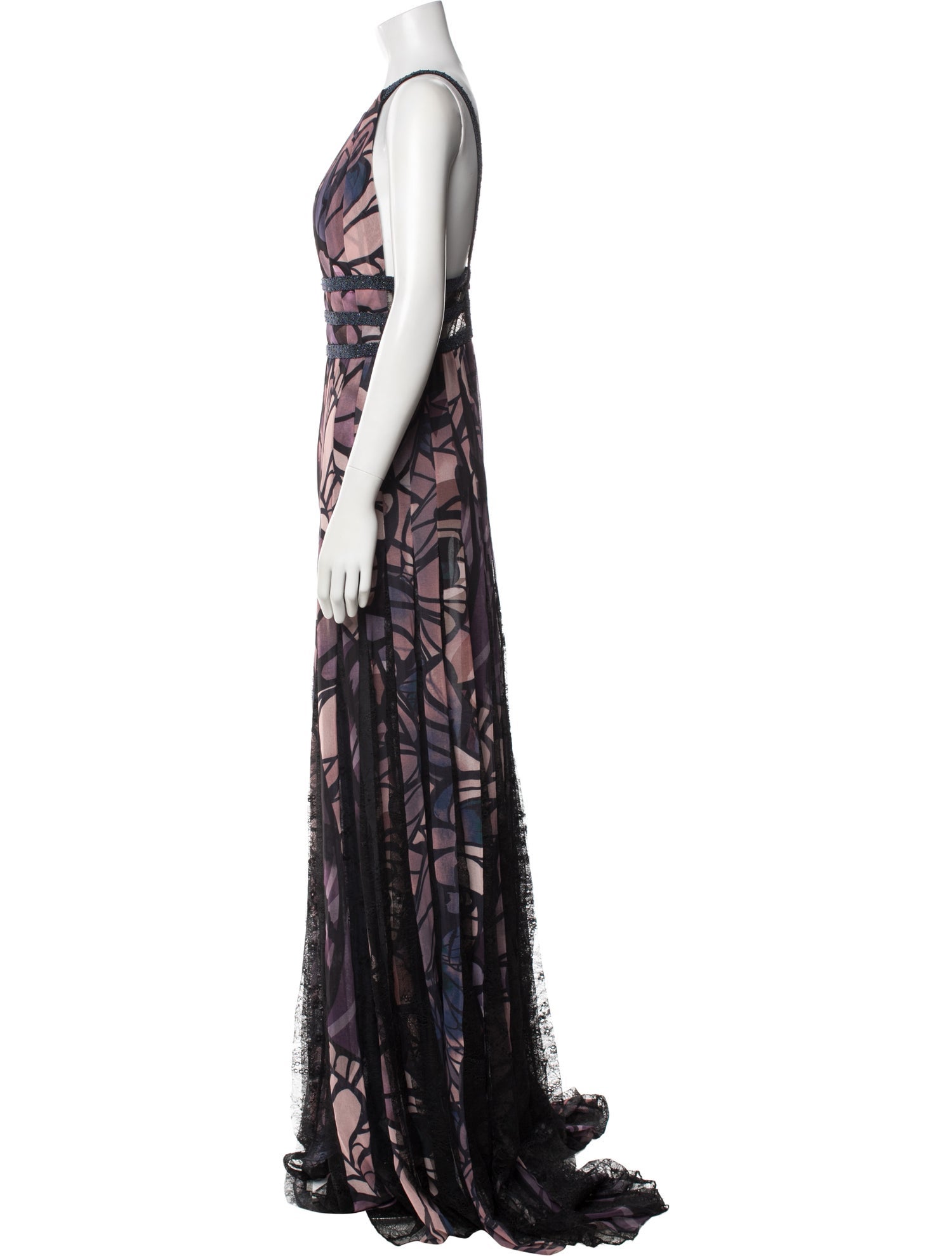 Badgley Mischka Printed Long Dress