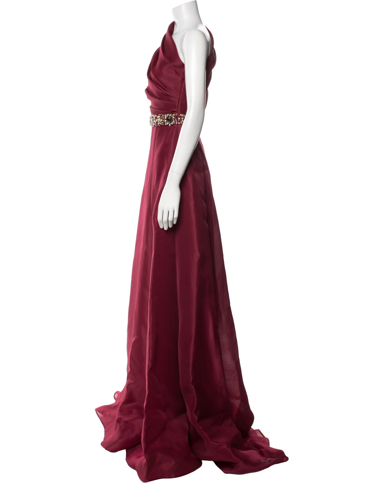 Badgley Mischka One-Shoulder Long Dress
