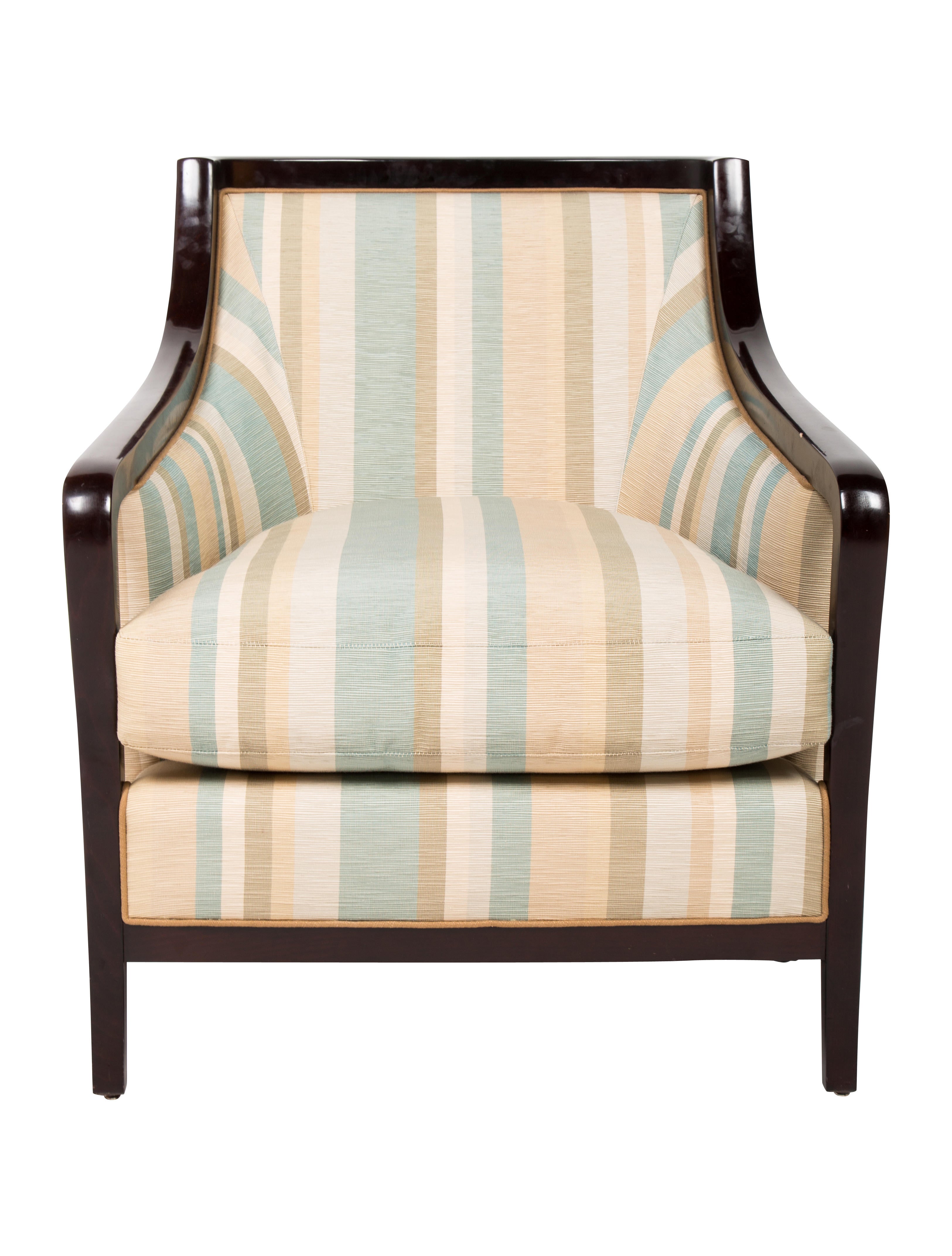 Baker Pair of Upholstered Armchairs Blue Seating, Furniture