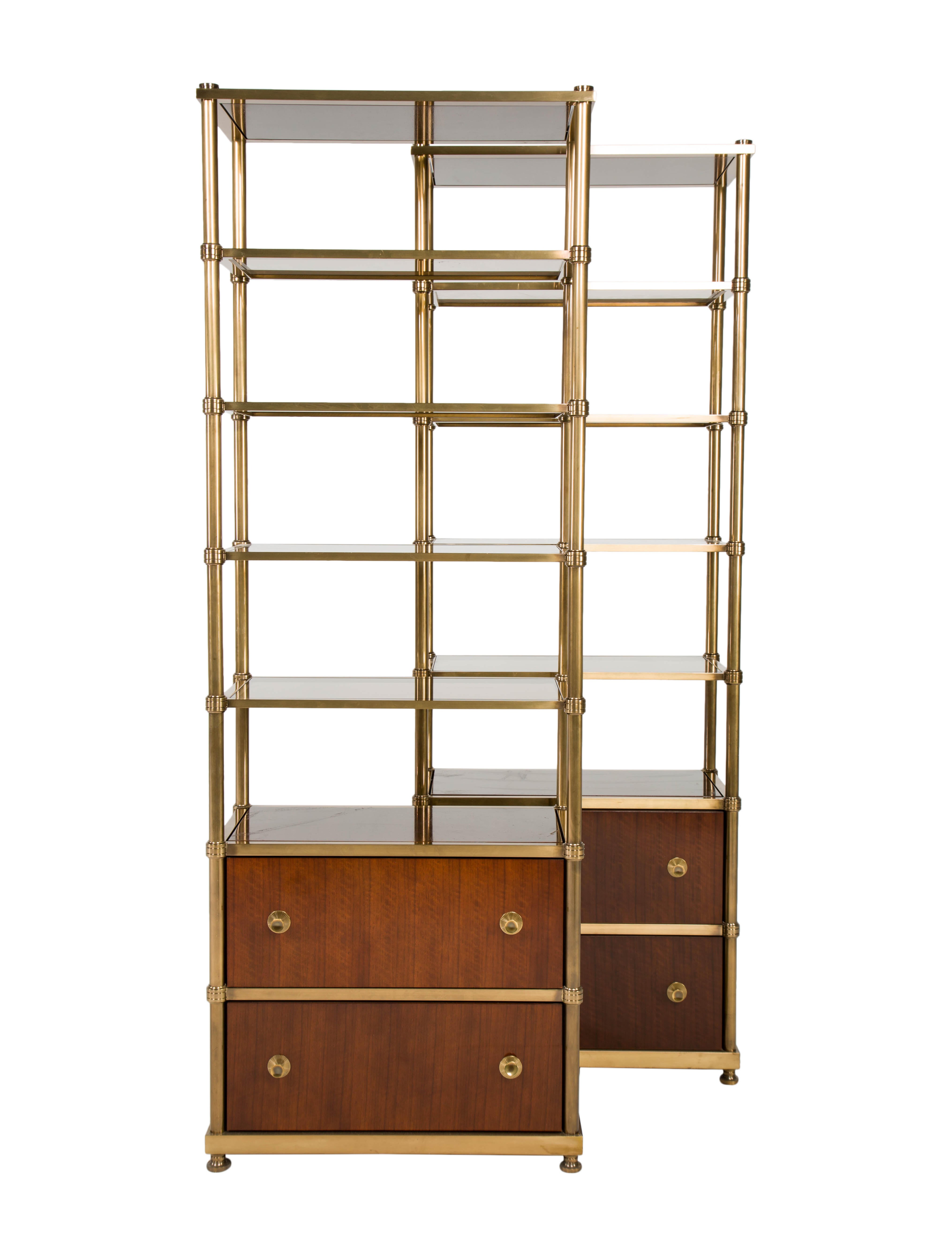 Baker Pair of Baker Frazier Étagères Brown Shelving & Storage