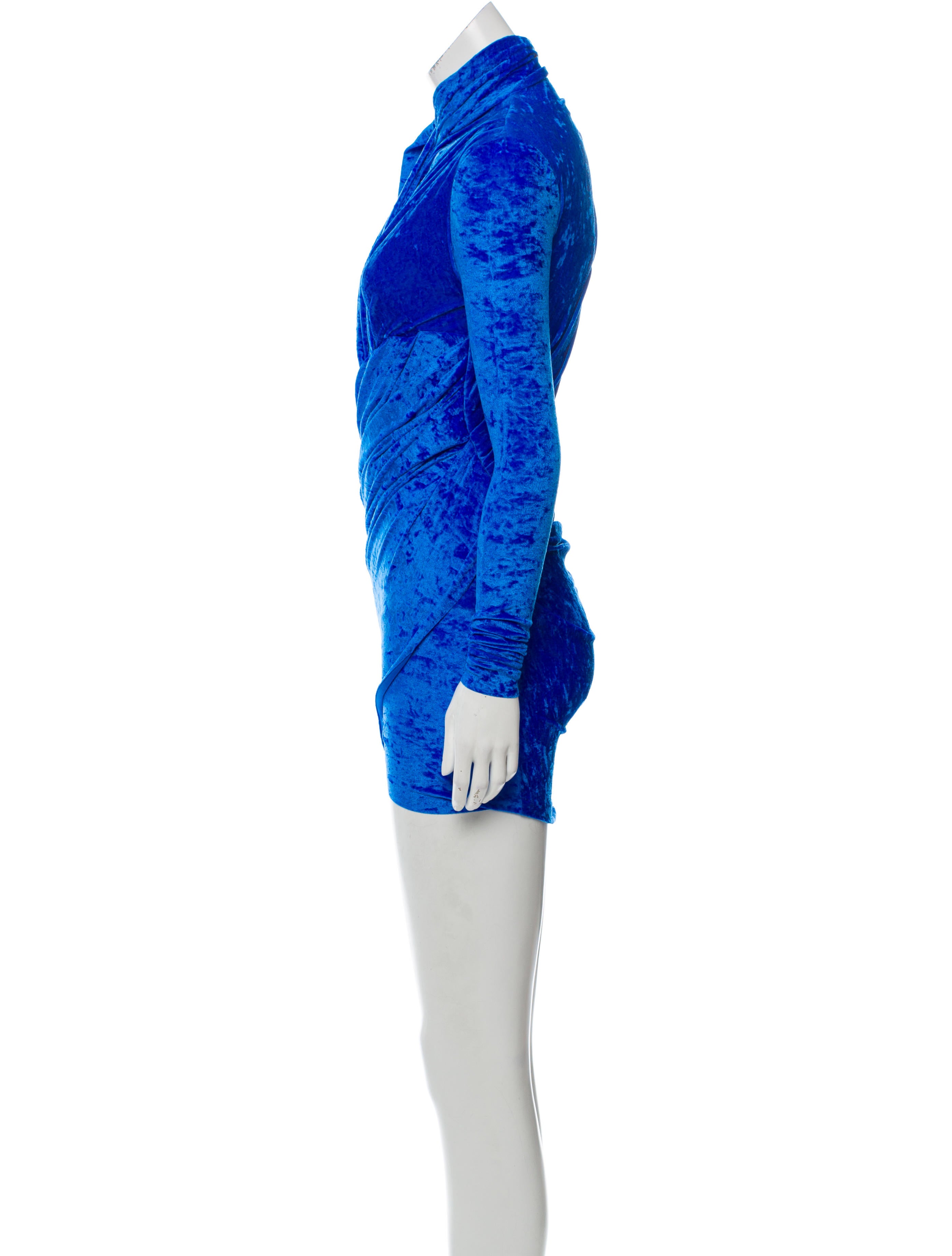 balenciaga blue velvet dress