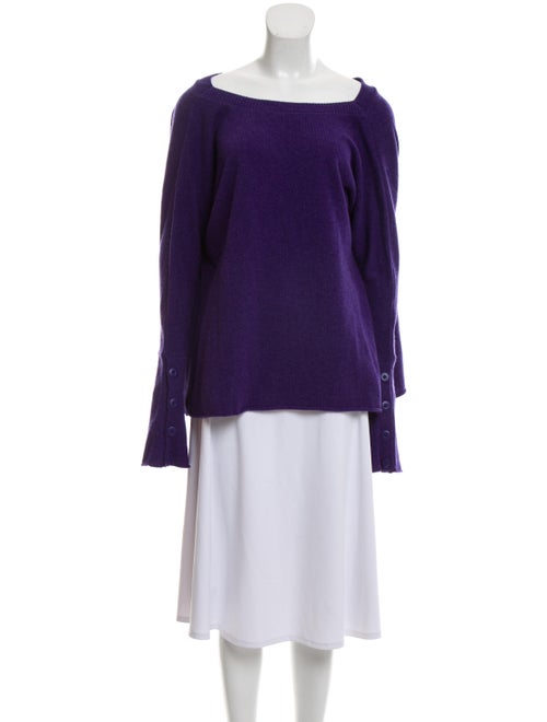 Balenciaga Square Neck Wool Sweater Purple