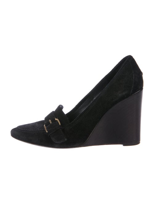 Balenciaga Suede Buckle Wedges Black