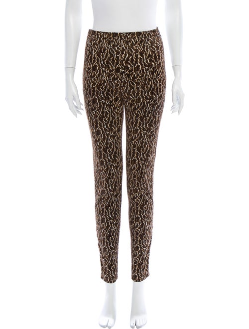 Balenciaga Animal Print Skinny Leg Pants Brown