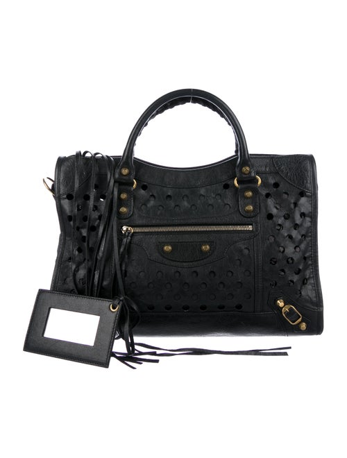 Balenciaga Motocross City Polka Dots Bag Black