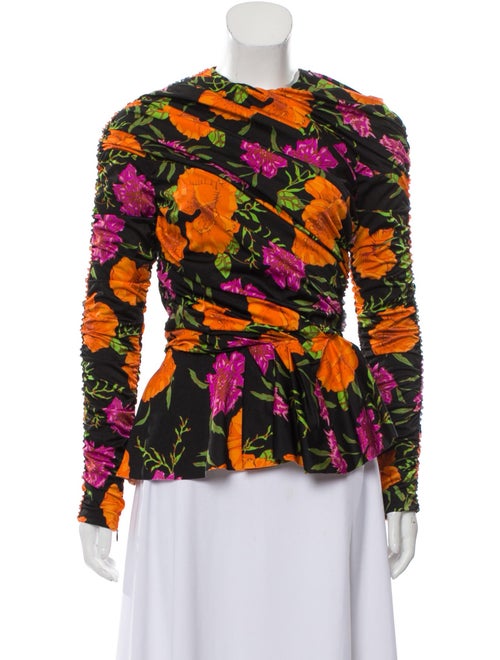 Balenciaga Printed Ruched Top Black