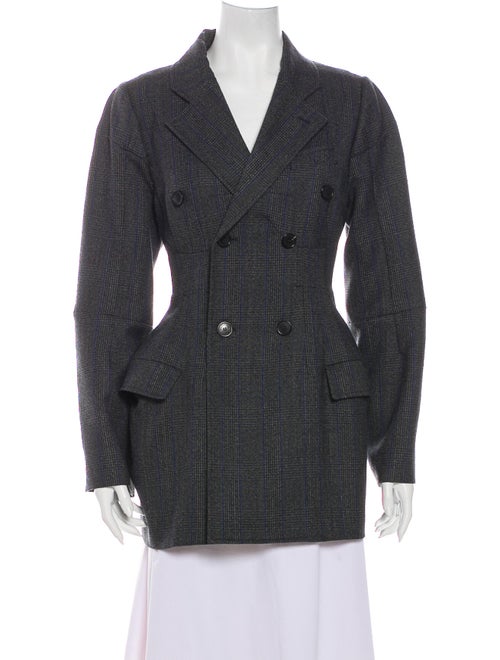 Balenciaga Wool Plaid Print Blazer Wool